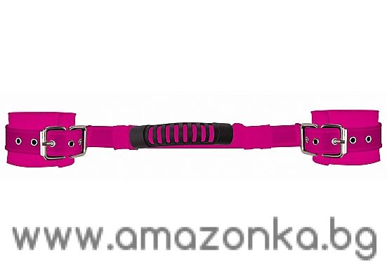 Adjustable Leather Handcuffs - Pink