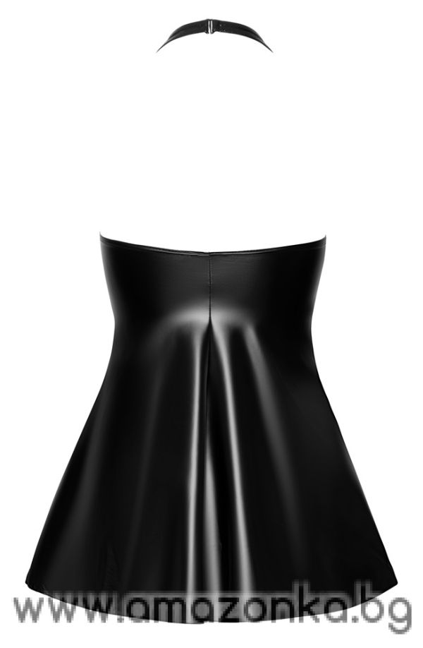 Къса рокля от Noir изработена от лъскава матова материя с десен на змийска кожа Size;S