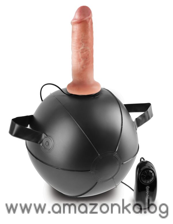 Надуваема вибро секс топка 25.4см с реалистично дилдо "King Cock" 15.2см