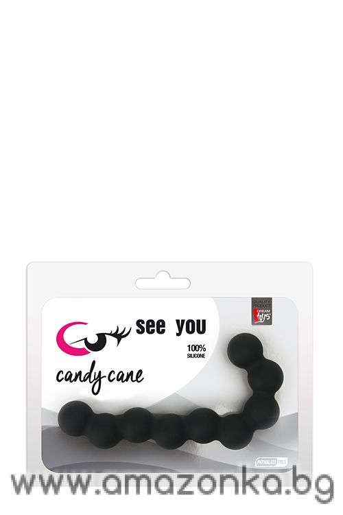 SEE YOU CANDY CANE ANAL BEADS BLACK