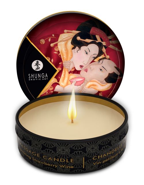 "Shunga" Масажна свещ с аромат на ягода MASSAGE CANDLE SPARKLING STRAWBERRY 30ML