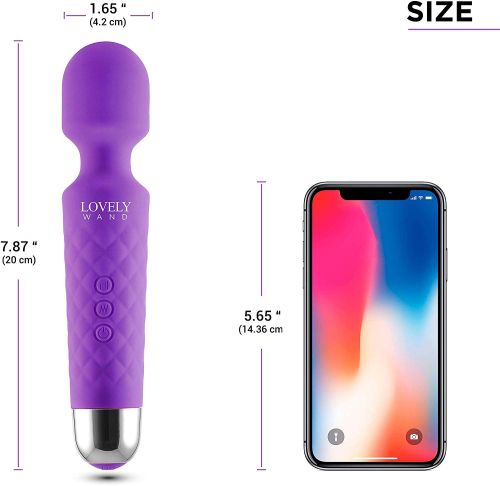 Lovely Wand Massager Wireless Handheld Personal Body Therapeutic Massage with 8 Powerful Speeds and 20 Modes Cordless Electric Waterproof Portable Magic for Back Neck Shoulder Legs (Purple) 