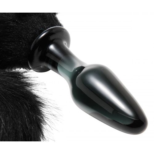Midnight Fox Glass Butt Plug with Tail