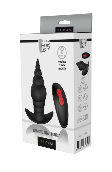 Anal plug with wireless remote controller.CHEEKY LOVE REMOTE ANAL TURRID BLACK