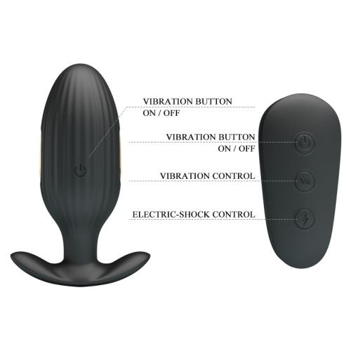 PRETTY LOVE KELLY-remote control, rechargeable, vibrating electric shock butt plug made from super soft silicone.
