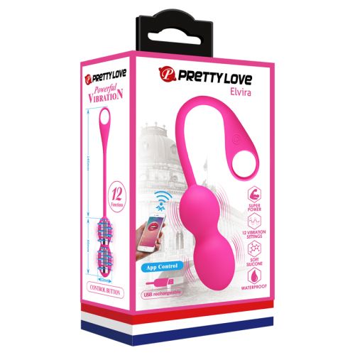 PrettyLove Elvira Silicone Bluetooth APP Control G Spot Vibrator Vaginal Ball with 12-Vibration USB Rechargeable Waterproof