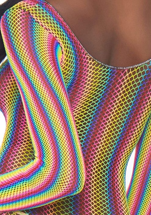 Leg Avenue Rainbow fishnet mini dress 