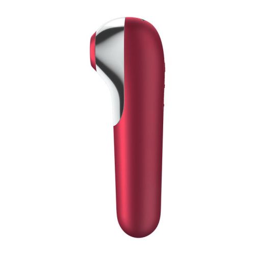 SATISFYER Dual Love Vibe and Sucker with Air Pulse Red