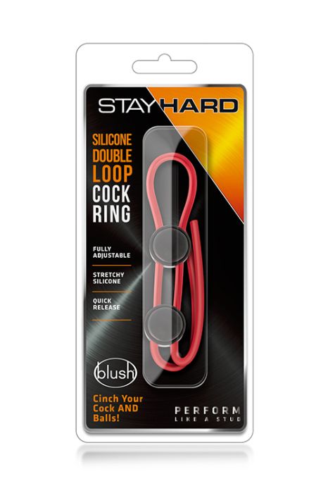STAY HARD DOUBLE LOOP COCK RING RED