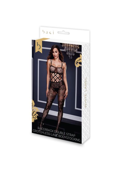 RACERBACK CROTCHLESS LACE BODYSTOCKING