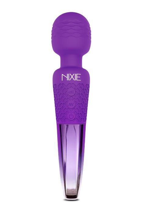NIXIE  RECHARGEABLE WAND MASSAGER, PURPLE OMBRE METALLIC