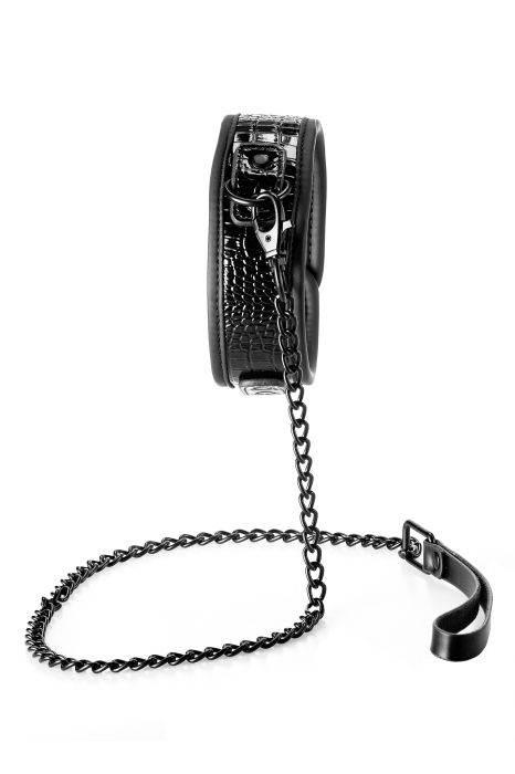 BLAZE COLLAR AND LEASH CROCO BLACK