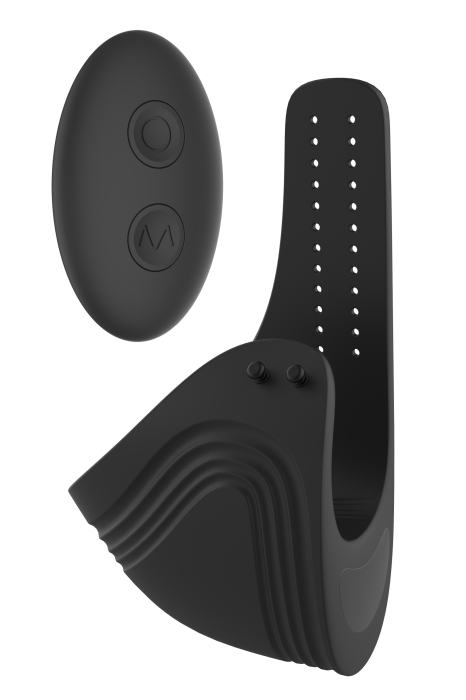 RAMROD ADJUSTABLE VIBRATING COCKRING WITH REMOTE BLACK
