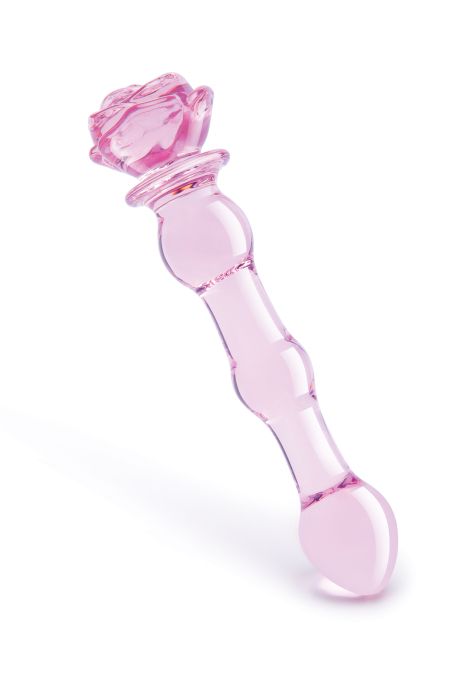 GLAZE GLASS ROSEBUD BEADED DILDO