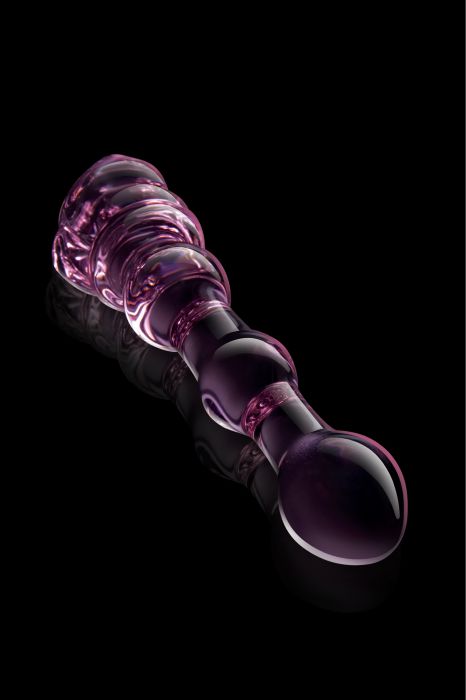 GLAZE GLASS ROSEBUD BEADED DILDO