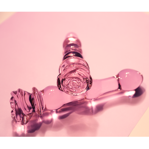 GLAZE GLASS ROSEBUD BEADED DILDO