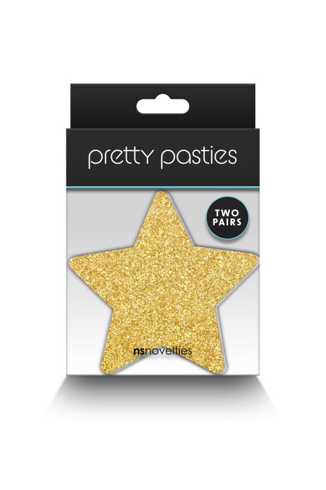 PRETTY PASTIES GLITTER STARS BLACK GOLD 2 PAIR