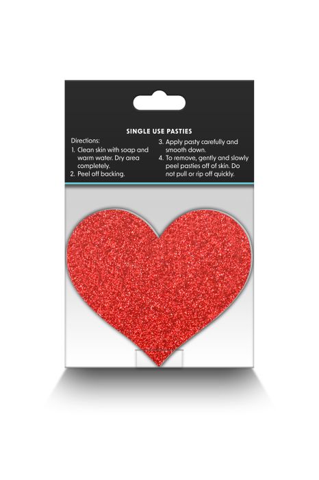 PRETTY PASTIES GLITTER HEARTS RED SILVER 2 PAIR