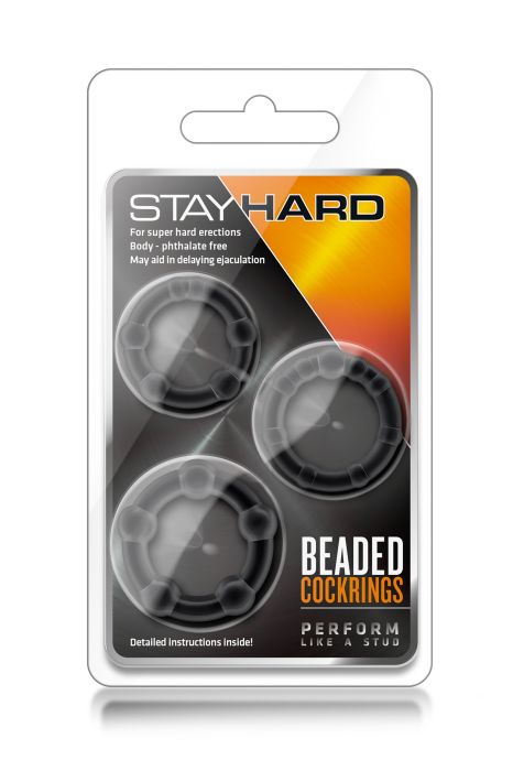 STAY HARD BEADED COCKRINGS BLACK