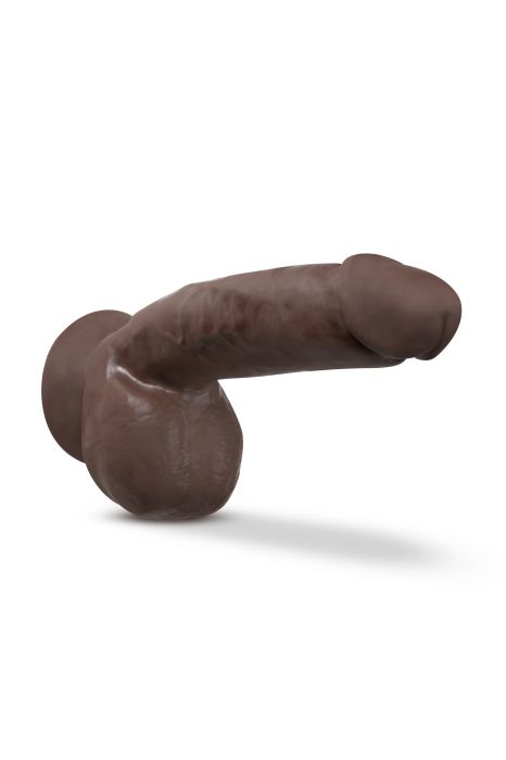 DR. SKIN PLUS 8 INCH THICK POSEABLE DILDO SQUEEZABLE BALLS CHOCOLATE
