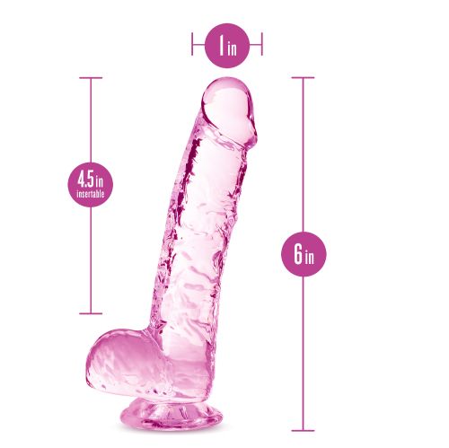 NATURALLY YOURS  6 INCH CRYSTALLINE DILDO  ROSE