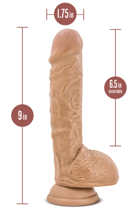 AU NATUREL BIG BILLY 9 INCH DILDO MOCHA