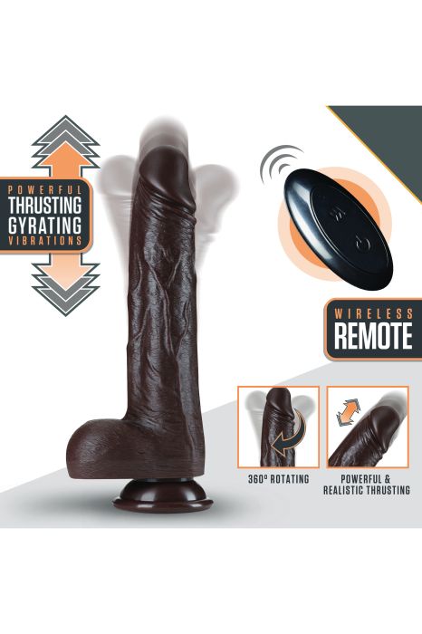 DR. SKIN SILICONE DR. MURPHY 8 INCH THRUSTING DILDO CHOCOLATE