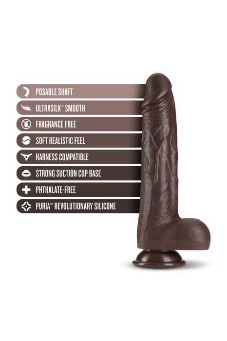 DR. SKIN SILICONE DR. MURPHY 8 INCH THRUSTING DILDO CHOCOLATE