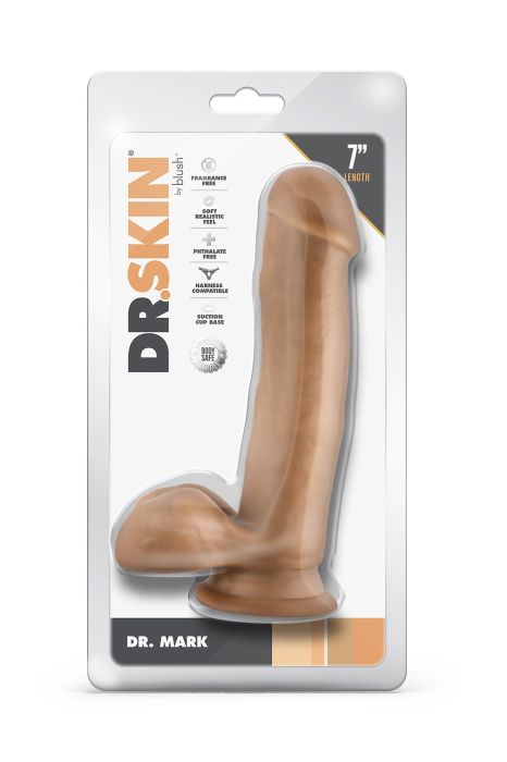 DR. SKIN DR. MARK 7 INCH DILDO WITH BALLS TAN