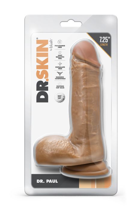 DR. SKIN DR. PAUL 7.25 INCH DILDO WITH BALLS TAN