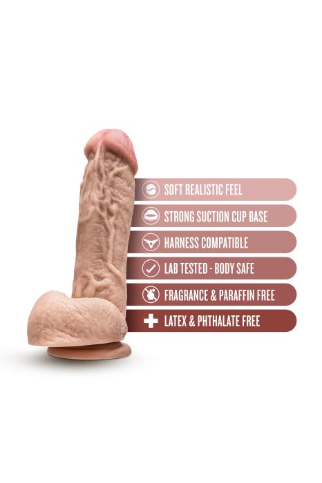 DR. SKIN MR. D 8.5 INCH DILDO WITH BALLS BEIGE