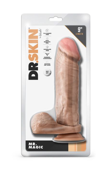 DR. SKIN MR. MAGIC 9 INCH DILDO WITH BALLS BEIGE