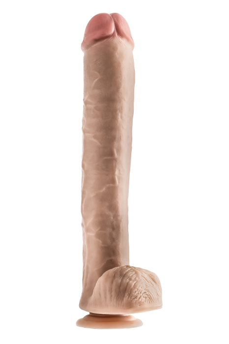 DR. SKIN DR. MICHAEL 14 INCH DILDO WITH BALLS BEIGE
