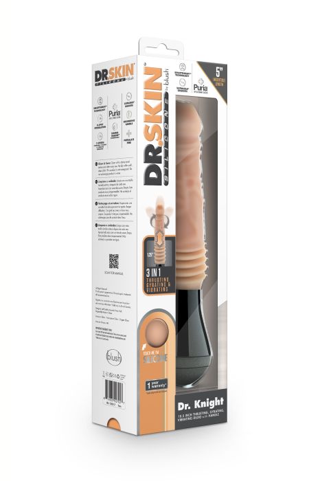 DR. SKIN SILICONE DR. KNIGHT THRUSTING GYRATING VIBRATING DILDO BEIGE