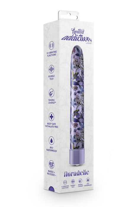 LIMITED ADDICTION FLORADELIC 7 INCH RECHARGEABLE VIBE PURPLE