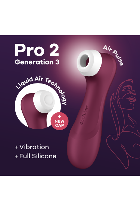 SATISFYER PRO 2 GENERATION 3
 WITH LIQUID AIR  WINE RED