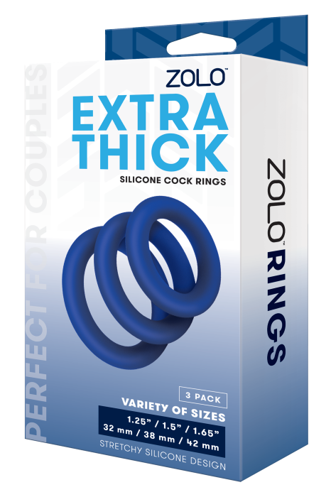 ZOLO EXTRA THICK SILICONE COCK RING 3 PK