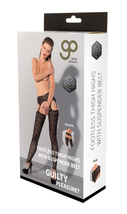 GP PRINTED THIGH HIGHS WITH SUSPENDER, L