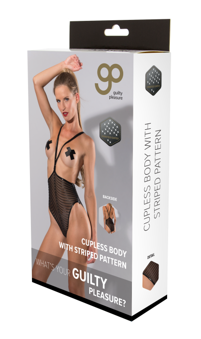 GP PRINTED DATEX CUPLESS BODY WITH STRIPED PATTERN BLACK, L