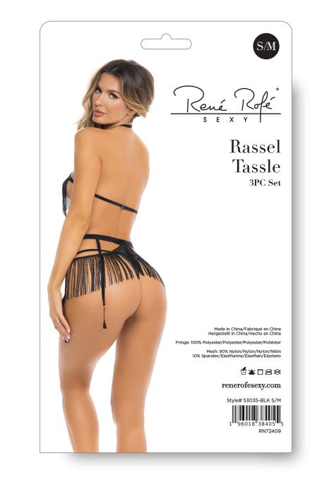 RASSEL TASSLE 3PC SET BLACK, S/M