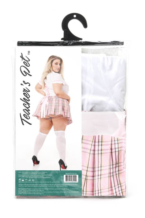 TEACHER PET 2  PCS PINK PRIVATE SCHOOLGIRL COSTUME, QUEEN SIZE