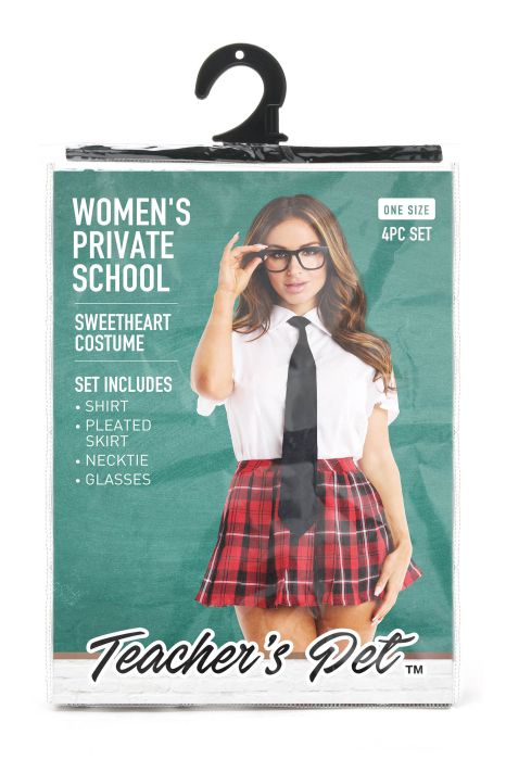 TEACHER PET WOMEN'S 4 PC PRIVATE SCHOOL SWEETHEART COSTUME