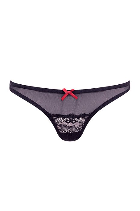 BARELY BARE MESH & LACE PANTY BLACK, OS