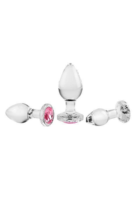 A&E PINK GEM GLASS PLUG SET