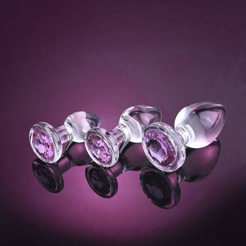 A&E PINK GEM GLASS PLUG SET