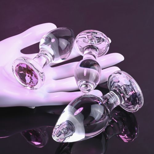 A&E PINK GEM GLASS PLUG SET