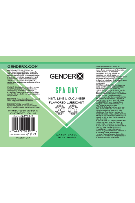 GENDER X SPA DAY FLAVORED LUBE, 60ML