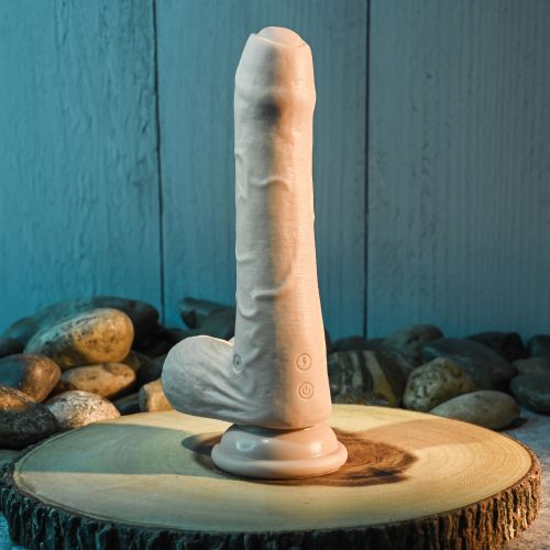 EVOLVED PEEK A BOO VIBRATING DILDO 8 INCH LIGHT