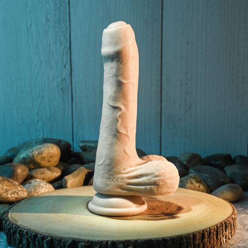 EVOLVED PEEK A BOO VIBRATING DILDO 8 INCH LIGHT