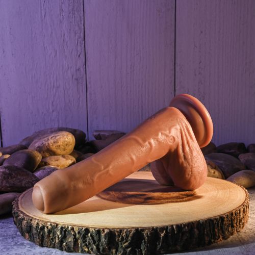 EVOLVED PEEK A BOO VIBRATING DILDO 8 INCH DARK